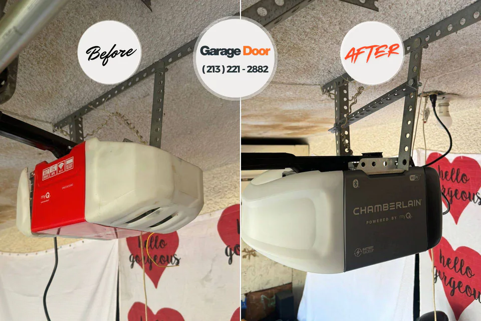 Before and after: garage door repair Hudson Oaks, TX